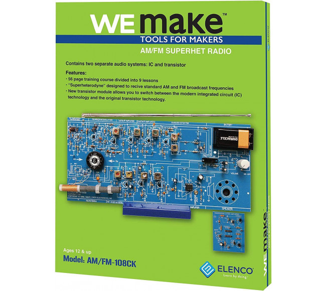 AM/FM DIY Radio Kit - Learn about Electronics and Radio with 9 Lessons Plans Engineering and Coding Kits