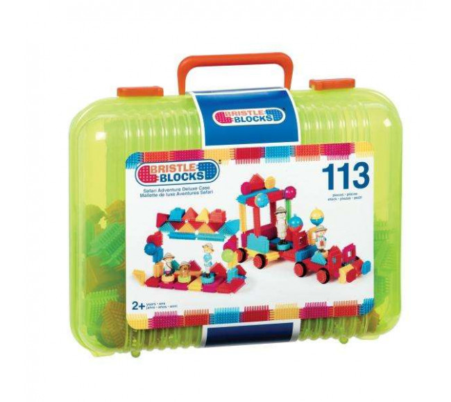 Bristle Blocks Safari Adventure 113 Pcs with Carrying Case Games and Brain Teasers